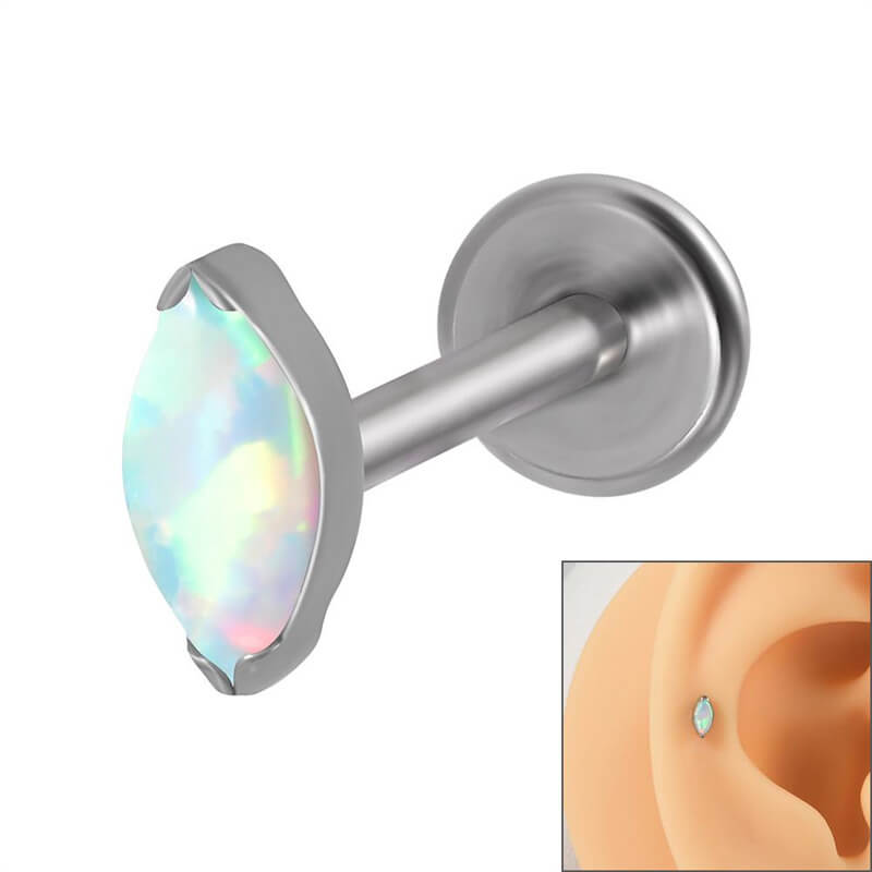 16G gekreuzter Knochen-Totenkopf-Titan-Piercing-Lippenring