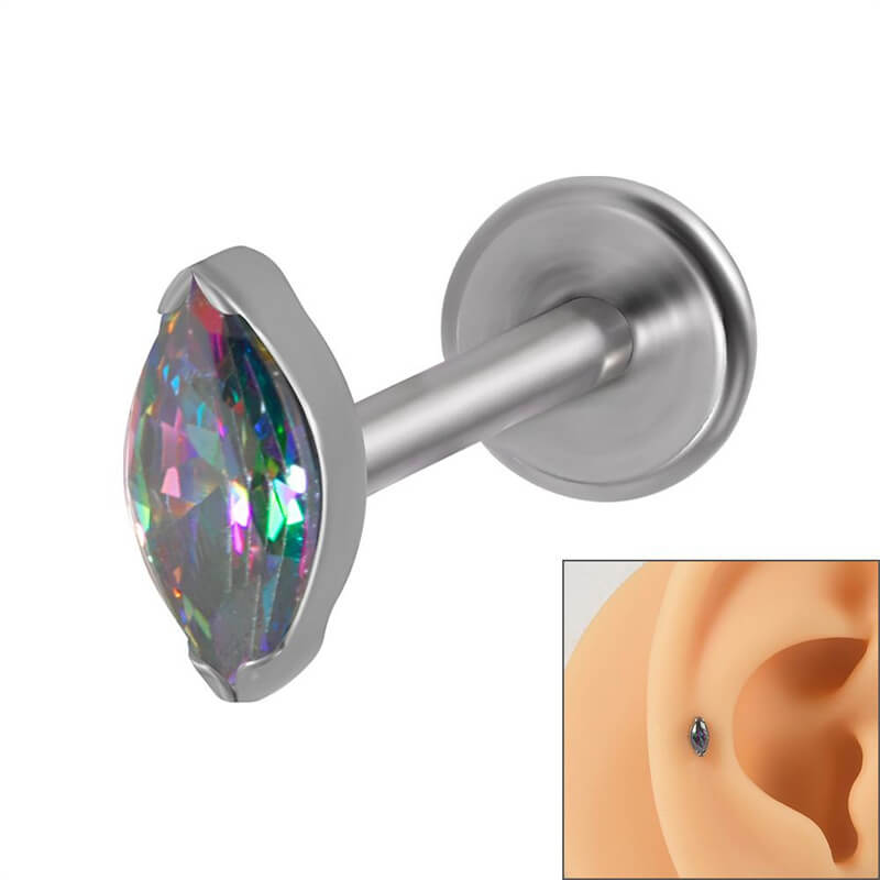 16G gekreuzter Knochen-Totenkopf-Titan-Piercing-Lippenring