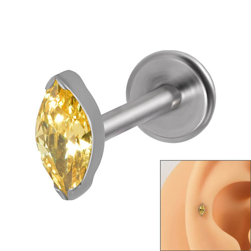 16G gekreuzter Knochen-Totenkopf-Titan-Piercing-Lippenring