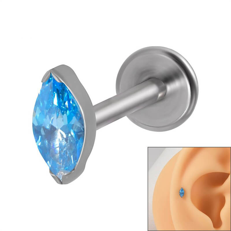 16G gekreuzter Knochen-Totenkopf-Titan-Piercing-Lippenring