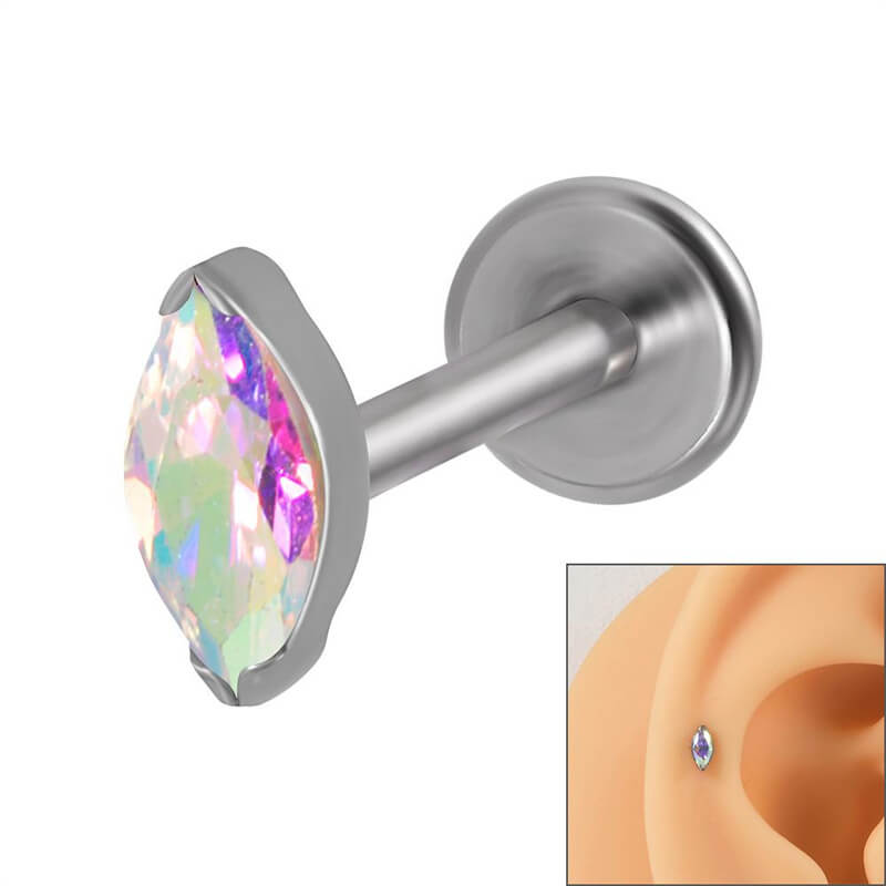 16G gekreuzter Knochen-Totenkopf-Titan-Piercing-Lippenring