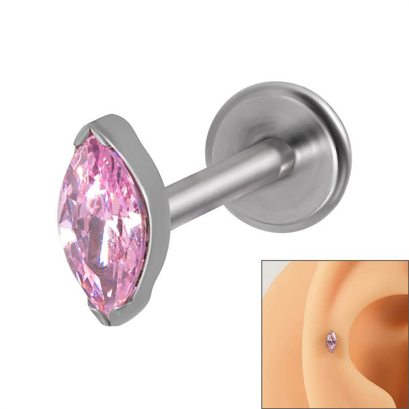 16G gekreuzter Knochen-Totenkopf-Titan-Piercing-Lippenring