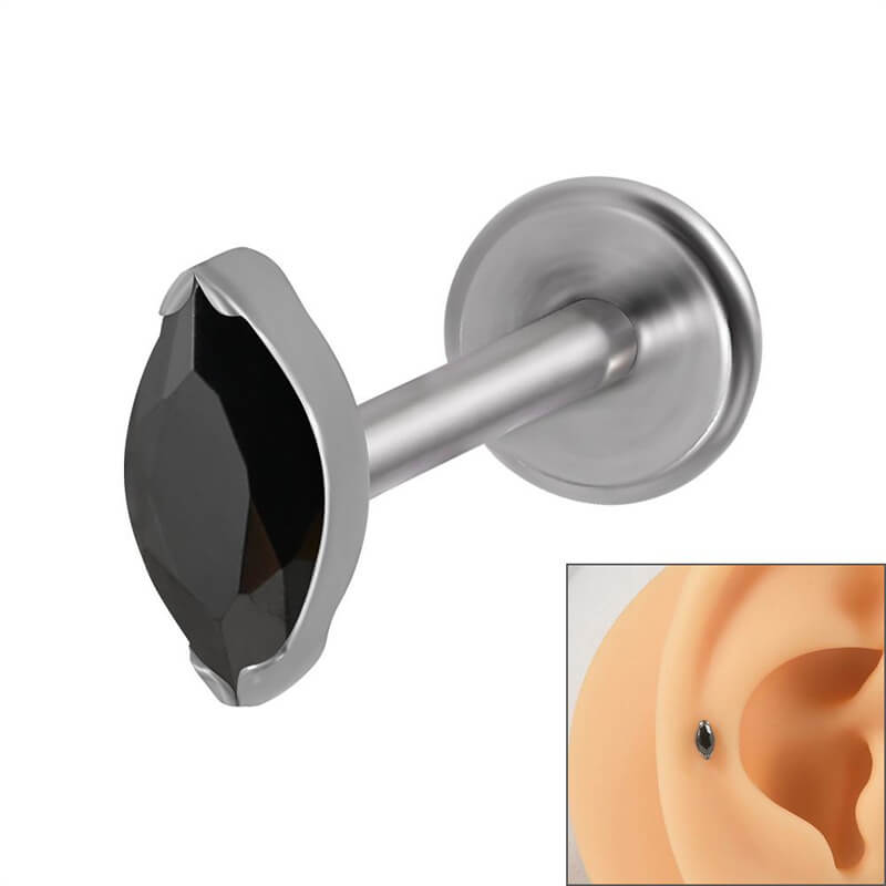 16G gekreuzter Knochen-Totenkopf-Titan-Piercing-Lippenring