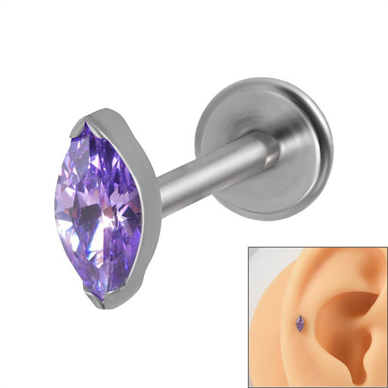 16G gekreuzter Knochen-Totenkopf-Titan-Piercing-Lippenring