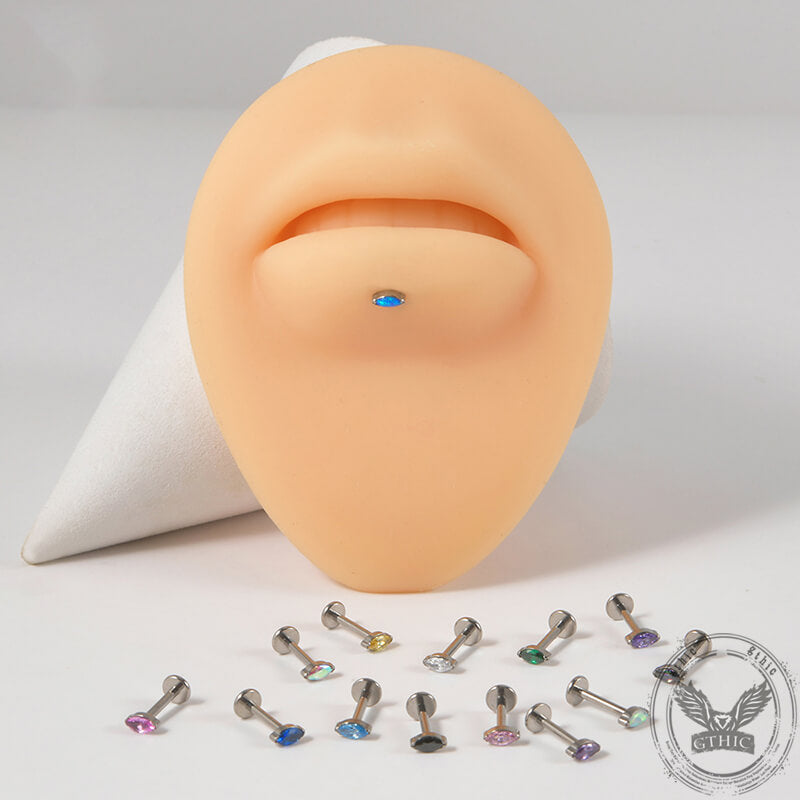 Simple Zircon G23 Titanium Lip Studs Earring 02 | Gthic.com