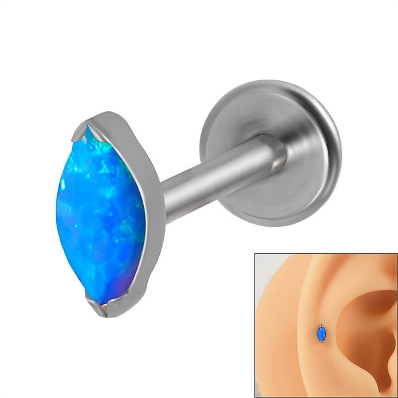 16G gekreuzter Knochen-Totenkopf-Titan-Piercing-Lippenring