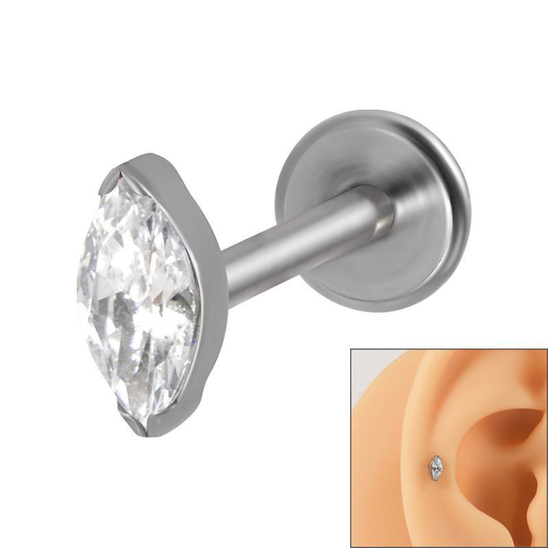 16G gekreuzter Knochen-Totenkopf-Titan-Piercing-Lippenring