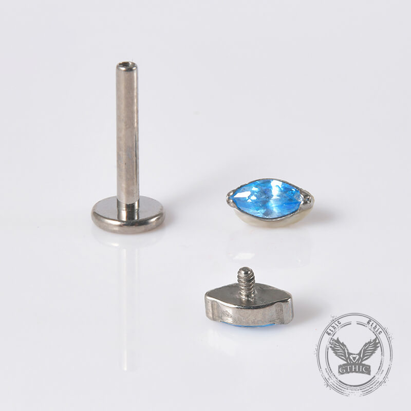 Simple Zircon G23 Titanium Lip Studs Earring 03 | Gthic.com