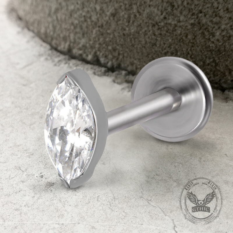 16G gekreuzter Knochen-Totenkopf-Titan-Piercing-Lippenring