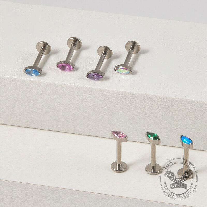 16G gekreuzter Knochen-Totenkopf-Titan-Piercing-Lippenring