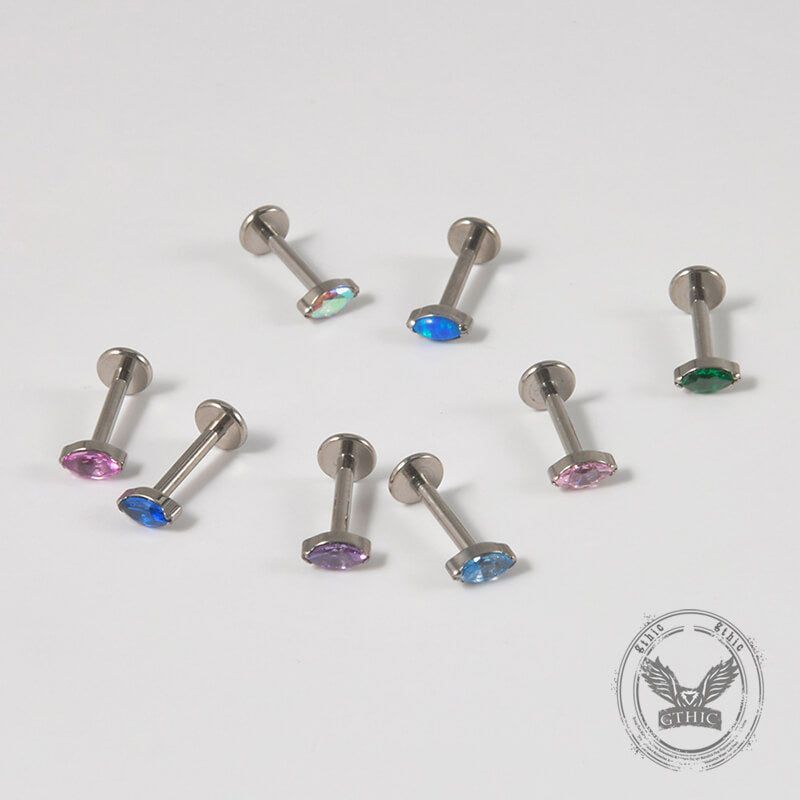 16G gekreuzter Knochen-Totenkopf-Titan-Piercing-Lippenring