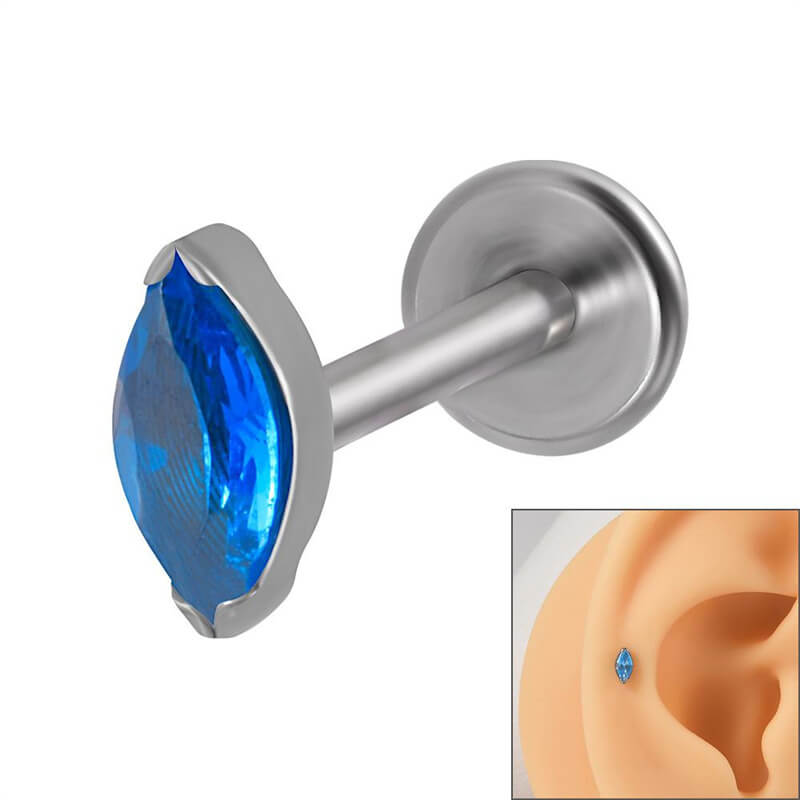 16G gekreuzter Knochen-Totenkopf-Titan-Piercing-Lippenring