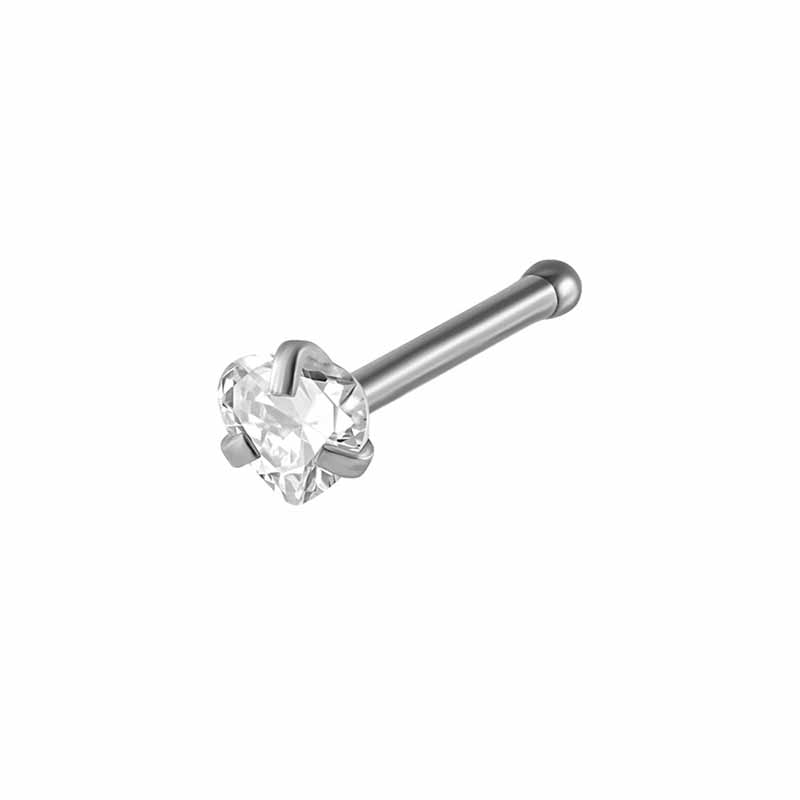 Simple Zircon Inlaid G23 Titanium Nose Stud