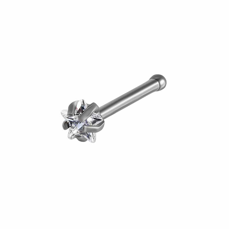 Simple Zircon Inlaid G23 Titanium Nose Stud