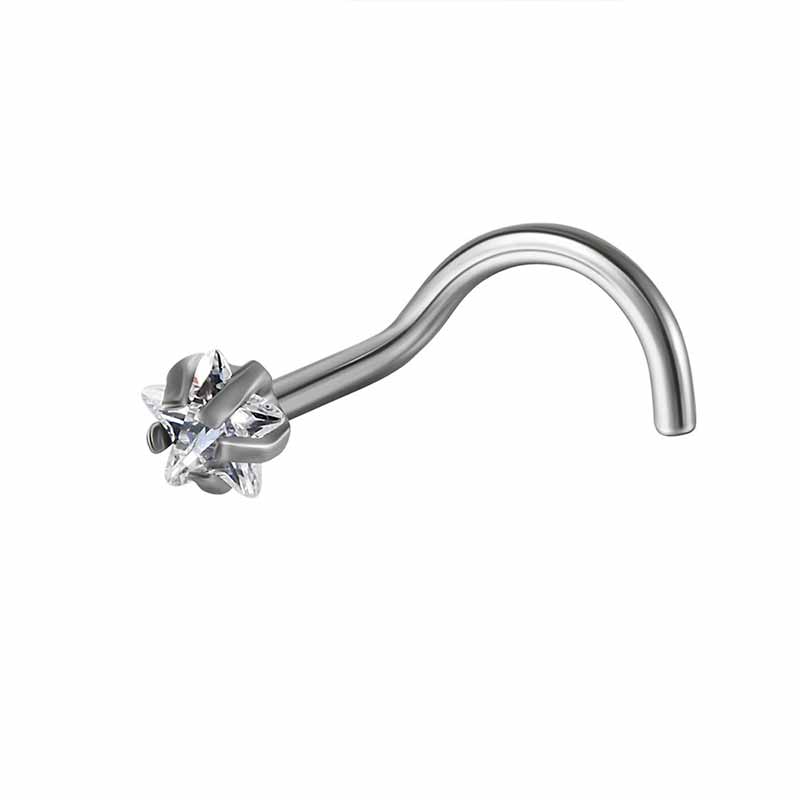 Simple Zircon Inlaid G23 Titanium Nose Stud