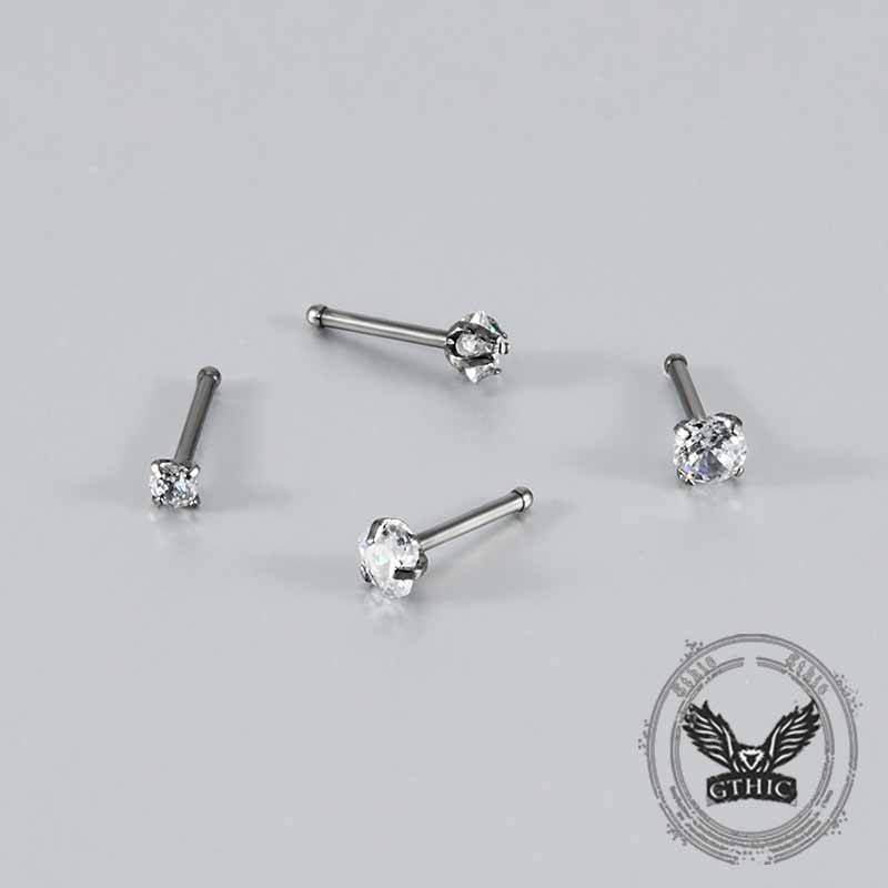 Simple Zircon Inlaid G23 Titanium Nose Stud