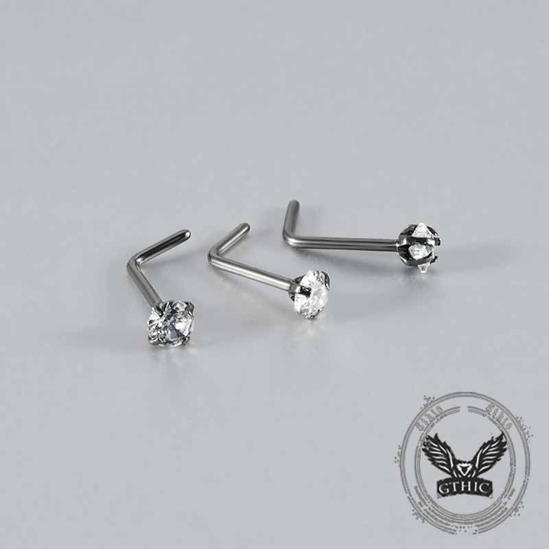 Simple Zircon Inlaid G23 Titanium Nose Stud