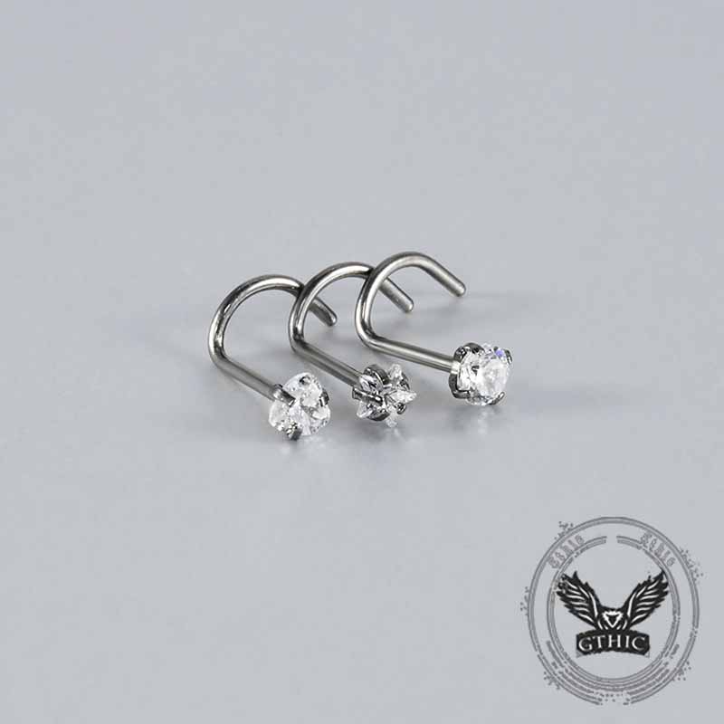 Simple Zircon Inlaid G23 Titanium Nose Stud