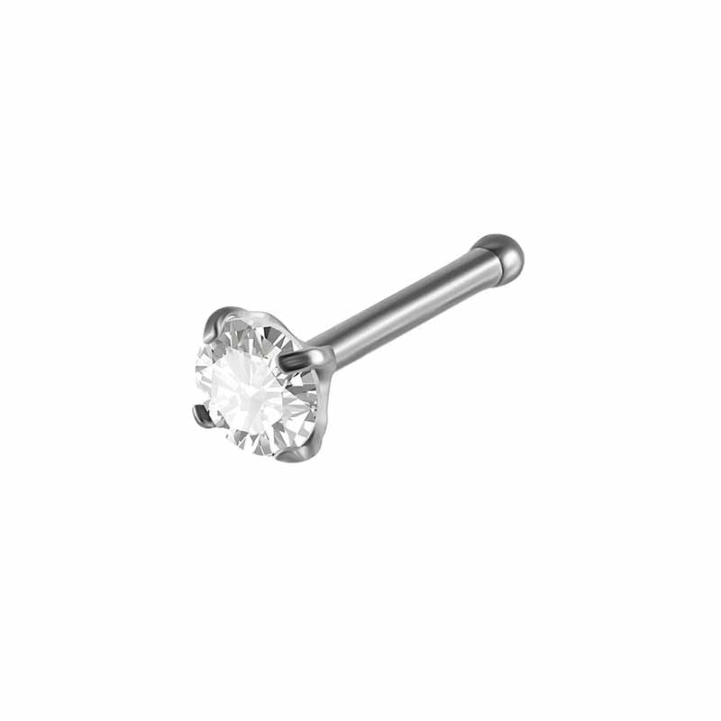 Simple Zircon Inlaid G23 Titanium Nose Stud