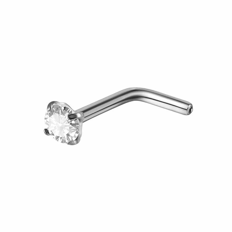Simple Zircon Inlaid G23 Titanium Nose Stud