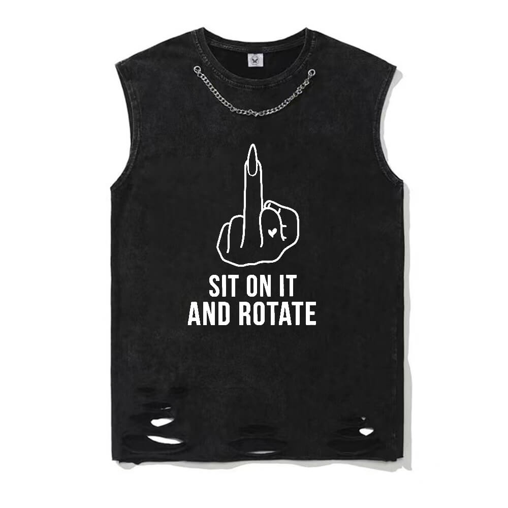 Sit On It And Rotate Vintage Washed T-shirt Vest Top | Gthic.com