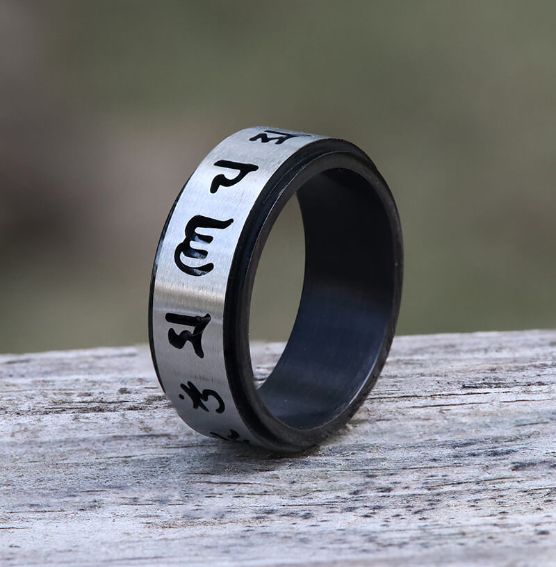 Six-Word Mantra Stainless Steel Spinner Ring – GTHIC