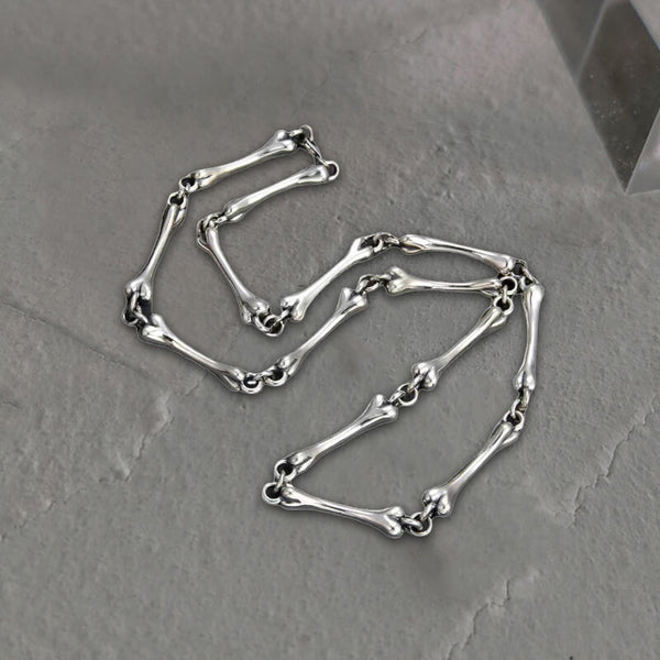 Skeleton Bone Link Chain Sterling Silver Necklace | Gthic.com