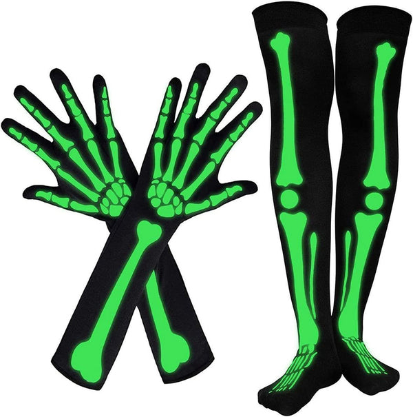 Skeleton Bones Luminous Gloves Socks Set | Gthic.com