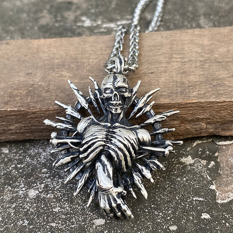 Skeleton Bones Sterling Silver Skull Pendant | Gthic.com