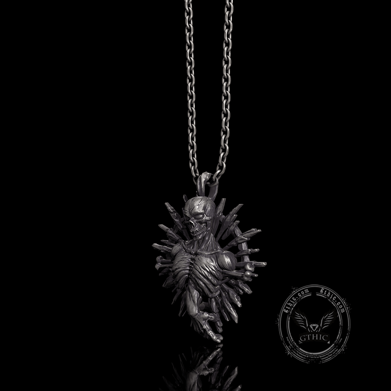 Skeleton Bones Sterling Silver Skull Pendant | Gthic.com