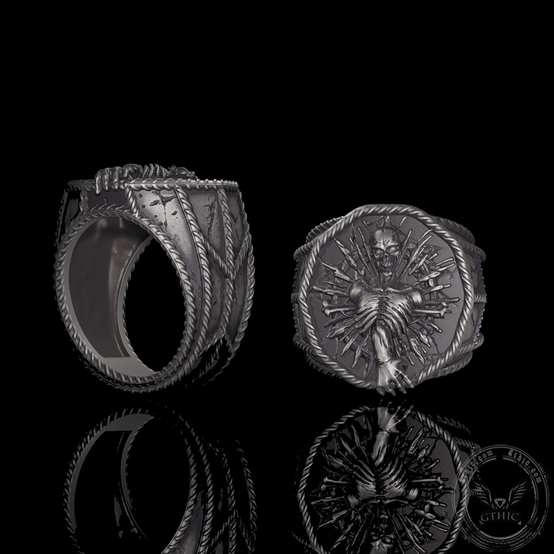 Skeleton Bones Sterling Silver Skull Ring | Gthic.com