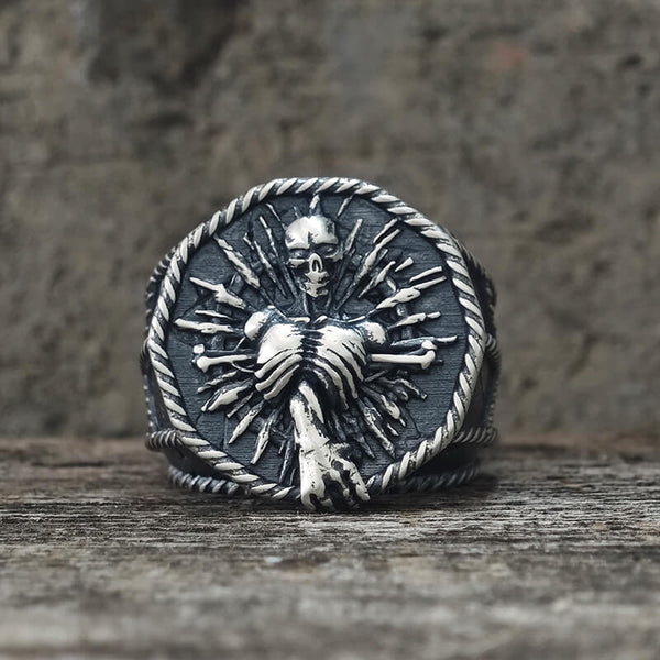 Skeleton Bones Sterling Silver Skull Ring | Gthic.com