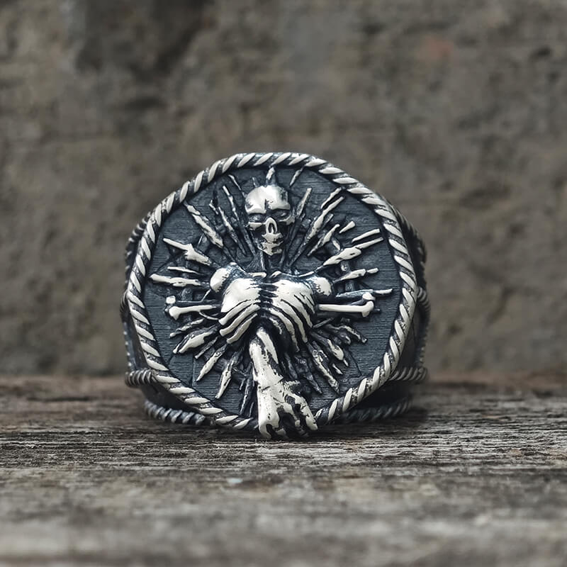 Skeleton Bones Sterling Silver Skull Ring | Gthic.com