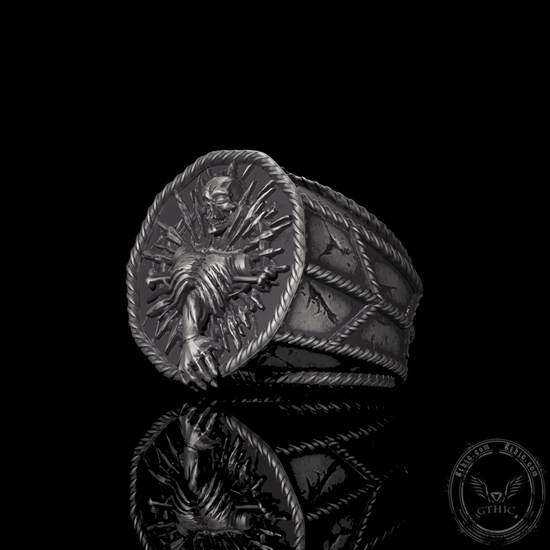 Skeleton Bones Sterling Silver Skull Ring | Gthic.com