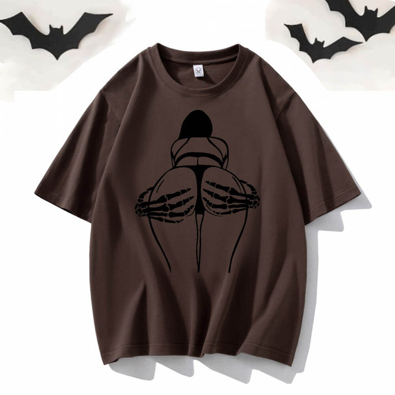 Skeleton Booty Crew Neck Short Sleeve T-shirt | Gthic.com