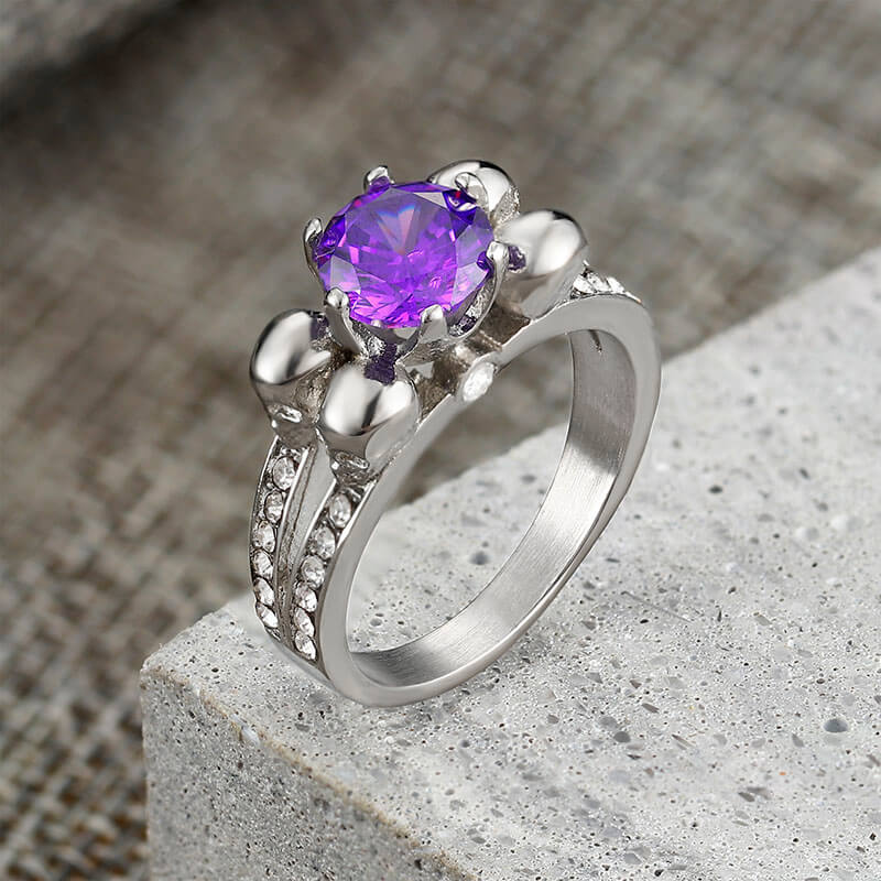 Skeleton Guard Zircon Stainless Steel Skull Ring | Gthic.com