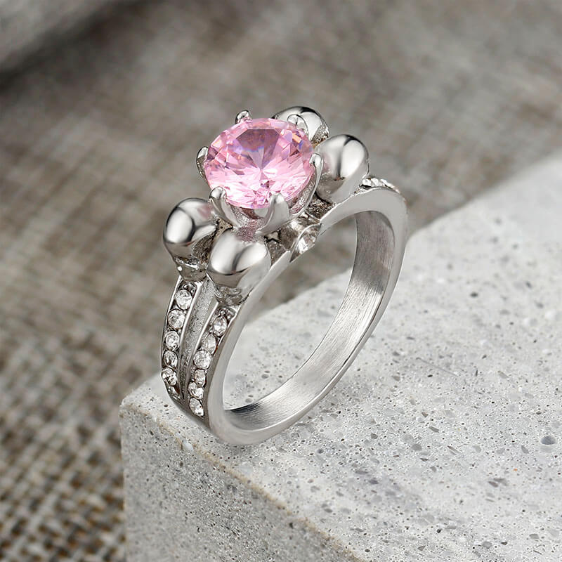 Skeleton Guard Zircon Stainless Steel Skull Ring | Gthic.com