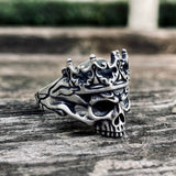 Skeleton King With Crown Sterling Silver Skull Ring | Gthic.com