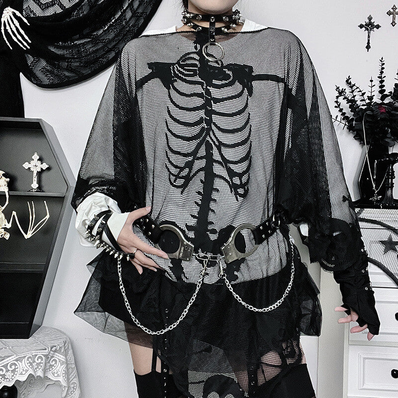 Skeleton Lace Halloween Costume Cape