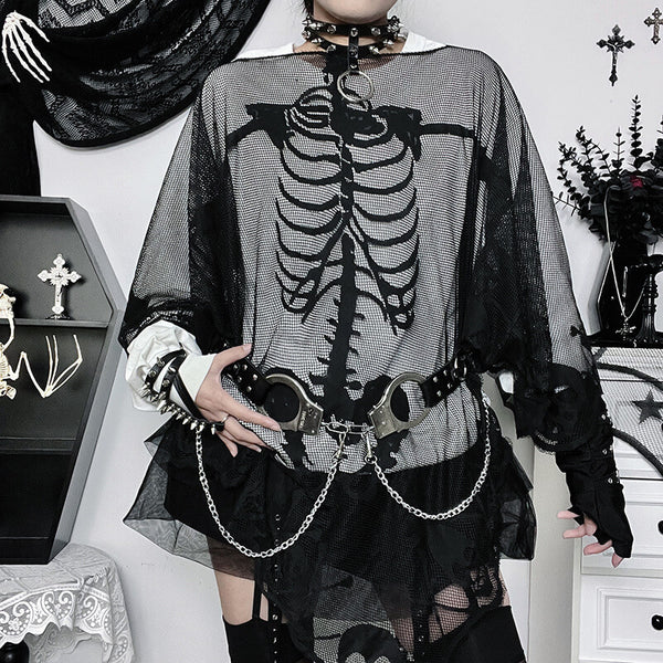 Capa de disfraz de Halloween de encaje de esqueleto