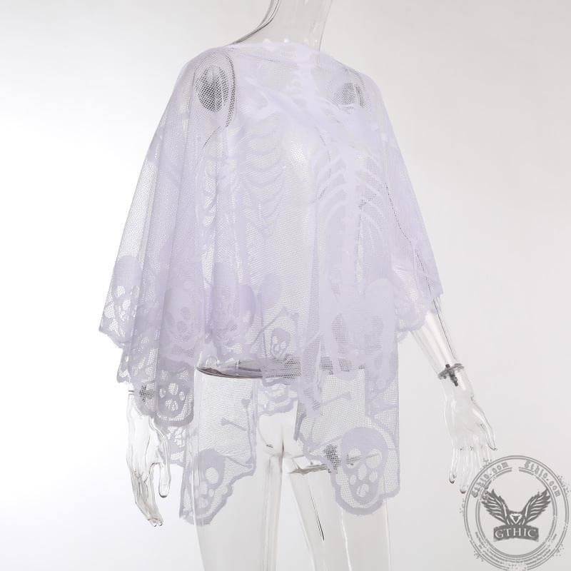 Skeleton Lace Halloween Costume Cape