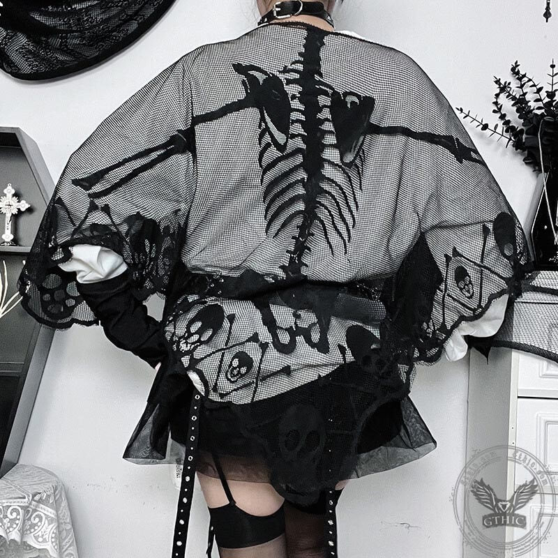 Skeleton Lace Halloween Costume Cape