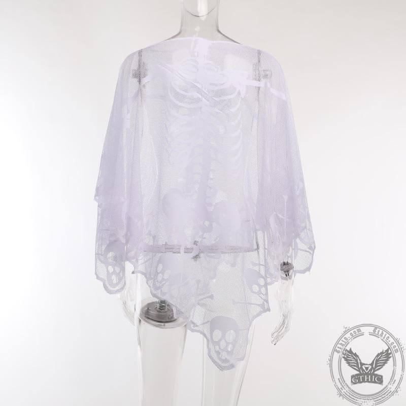 Skeleton Lace Halloween Costume Cape