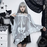 Skeleton Lace Halloween Costume Cape