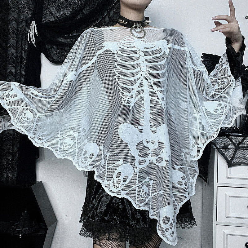 Skeleton Lace Halloween Costume Cape