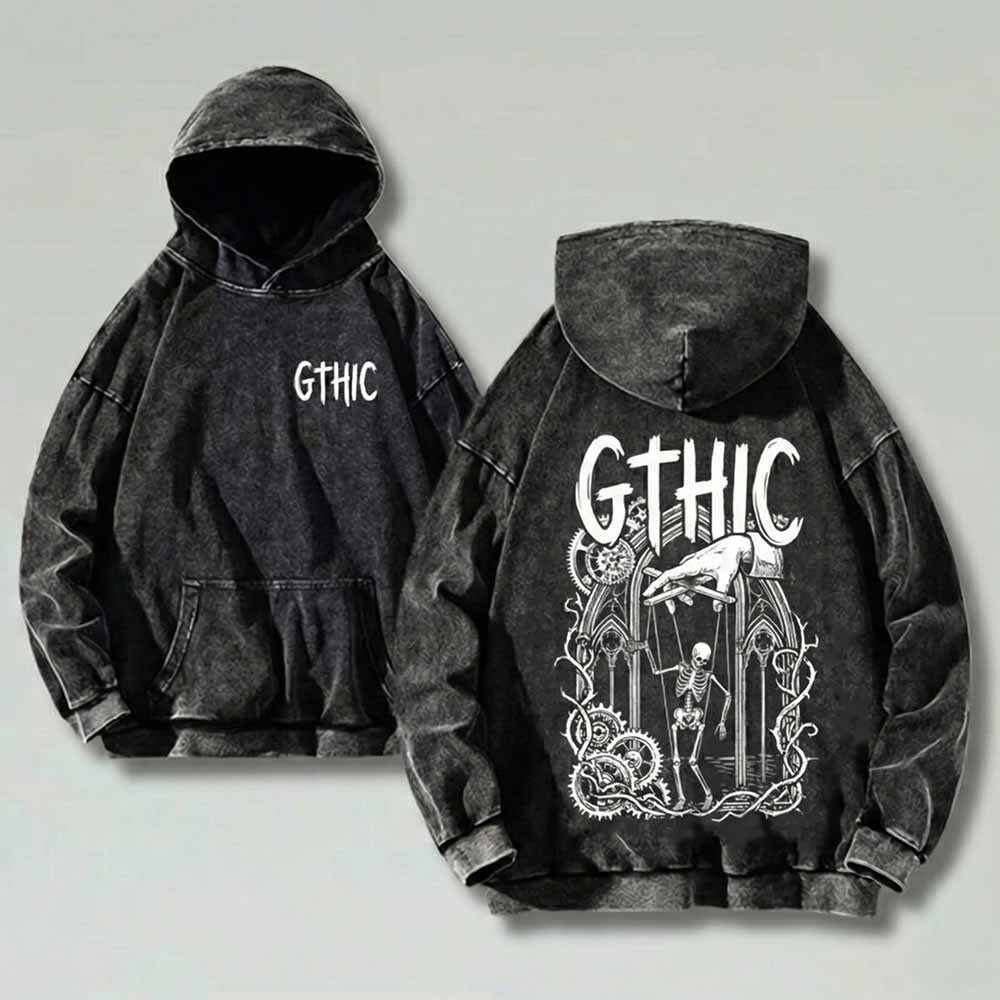 Skeleton Puppet Master Vintage Washed Gothic Hoodie | Gthic.com