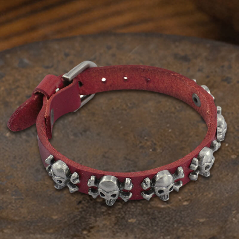 Skull Alloy Leather Punk Bracelet | Gthic.com