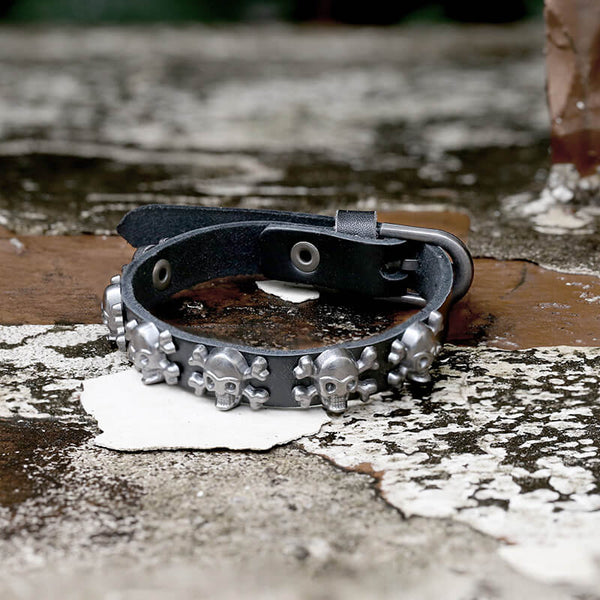 Punk Black PU Leather Spiked Bracelet