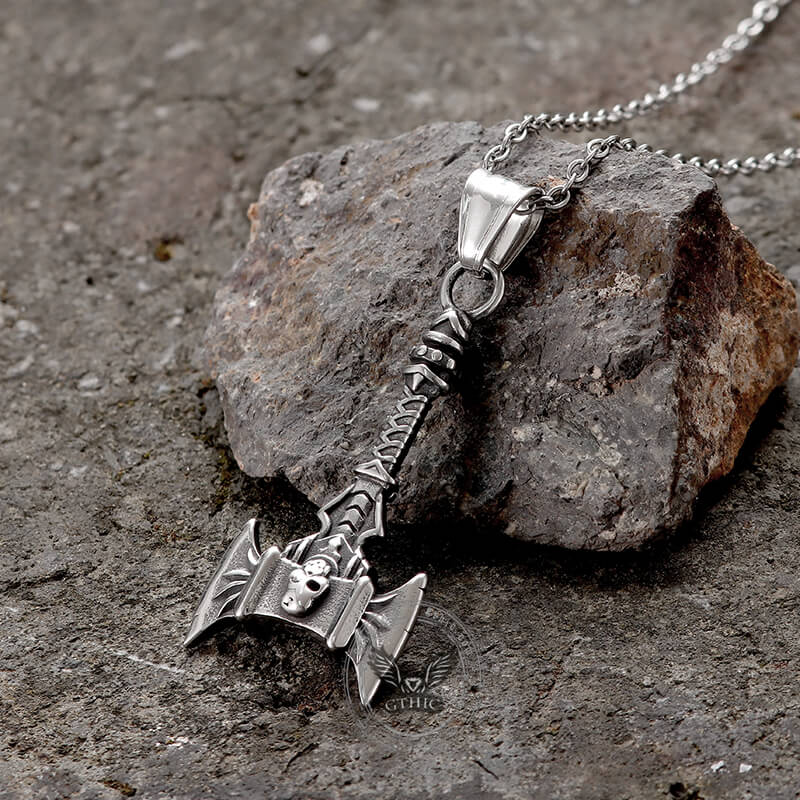 Skull Axe Stainless Steel Viking Pendant