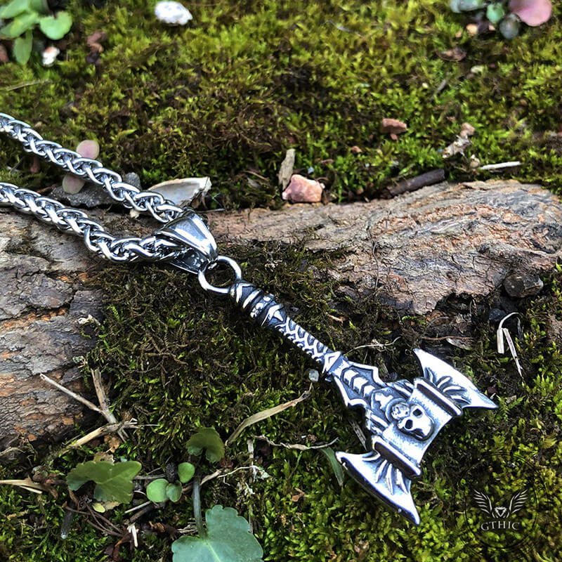 Skull Axe Stainless Steel Viking Pendant | Gthic.com